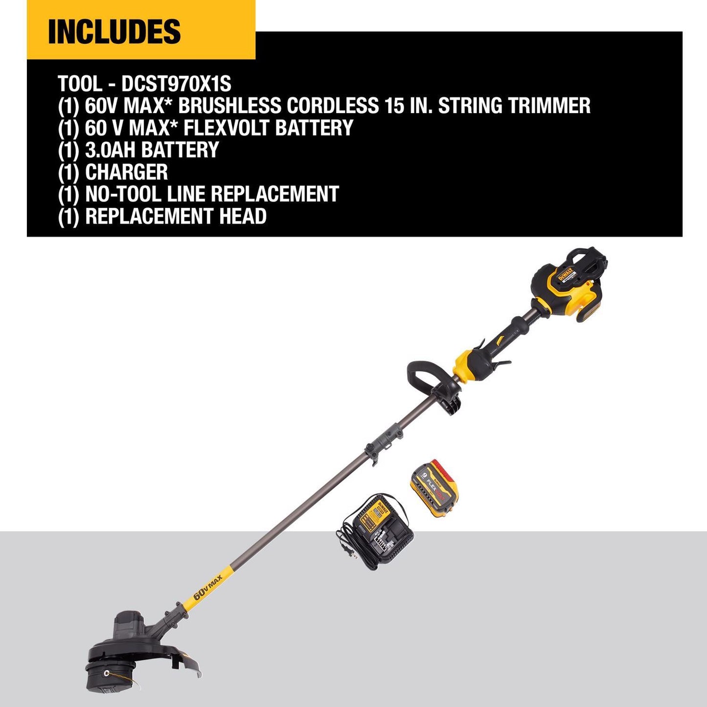 DEWALT 60V MAX DCST970X1S 15 in. Trimmer Kit