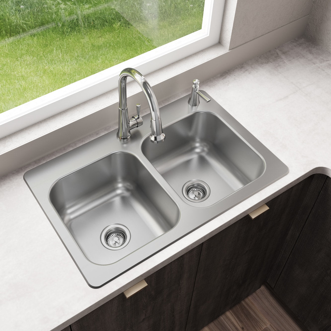 Elkay Dual-mount 33x22 Stainless Double Bowl Sink
