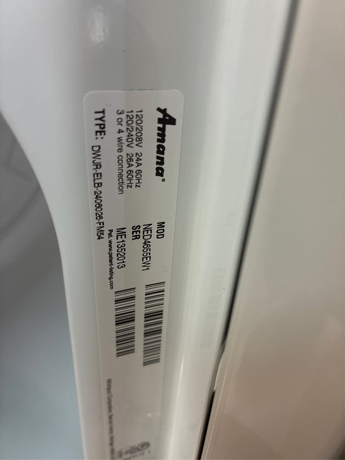 Amana 6.5 cu.ft. Vented Electric Dryer in White