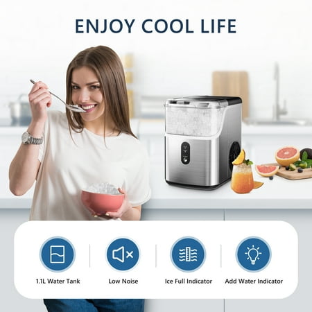 SIMZLIFE Nugget Ice Maker, 35lbs/Day, Silver