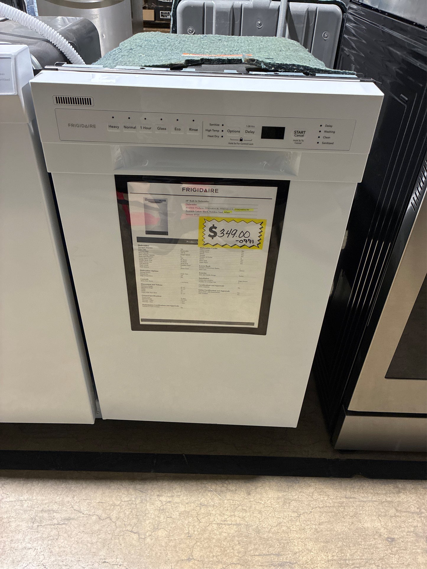 18 in. White Front Control Built-In Tall Tub Dishwasher with Stainless Steel Tub, ENERGY STAR, 52 dBA