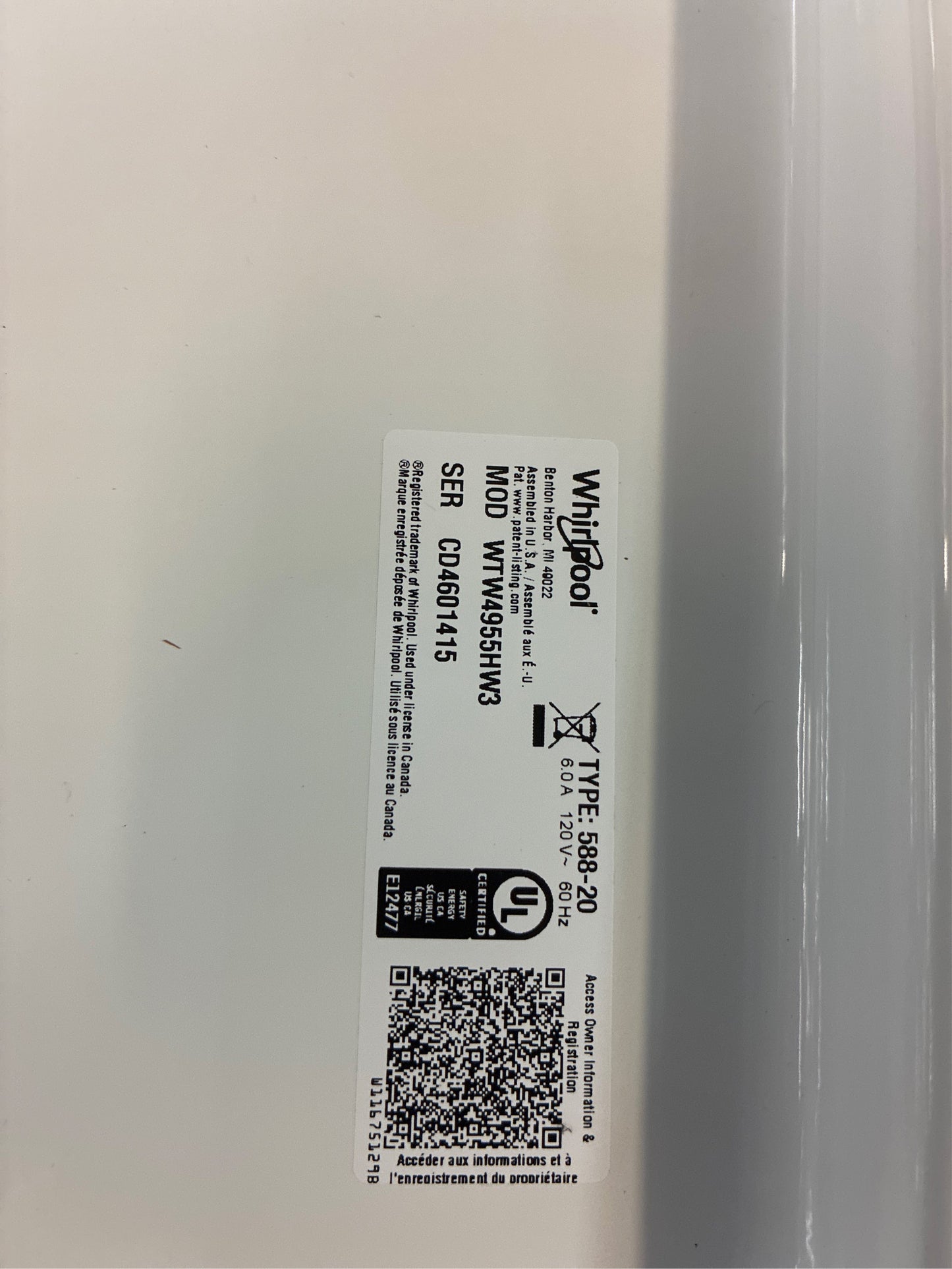 Whirlpool 27.5 in. 3.8 cu. ft. High-Efficiency Washer