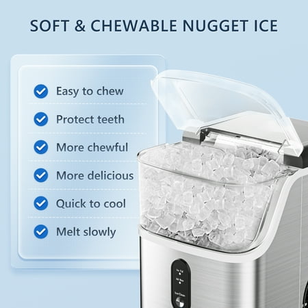 SIMZLIFE Nugget Ice Maker, 35lbs/Day, Silver