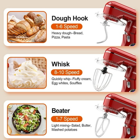 CEBORY 3-IN-1 Stand Mixer, 6.5 QT Tilt-Head