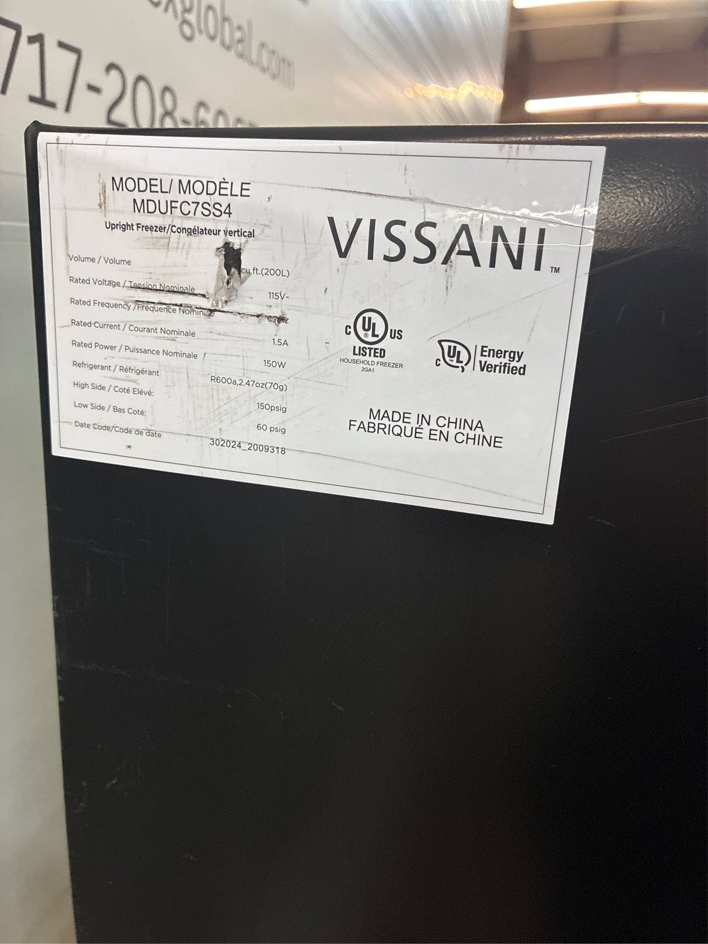 Vissani 7.1 cu. ft. Manual Defrost Freezer