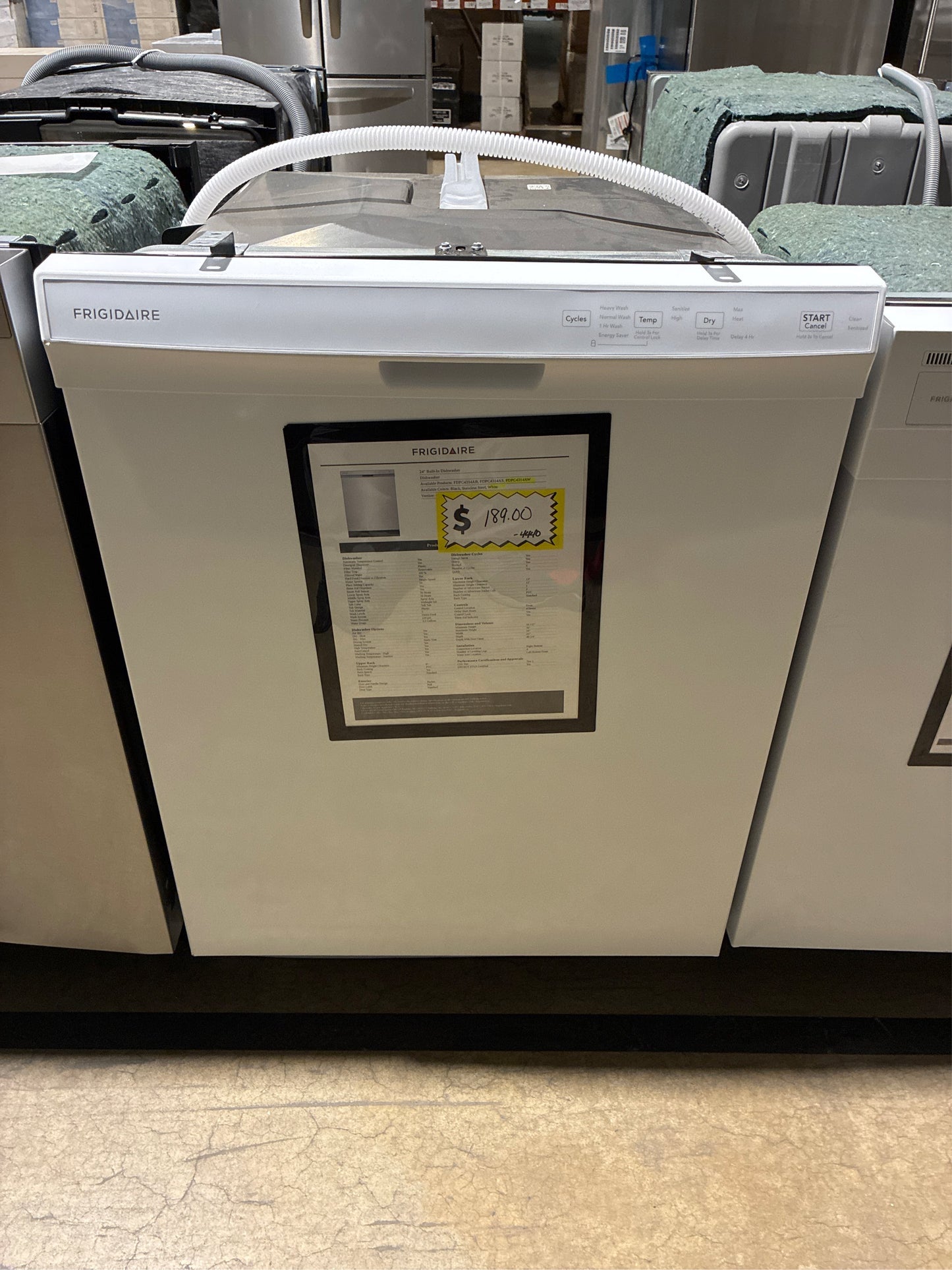 24 in Front Control Built-In Tall Tub Dishwasher in White with 4-cycles and DishSense Sensor Technology