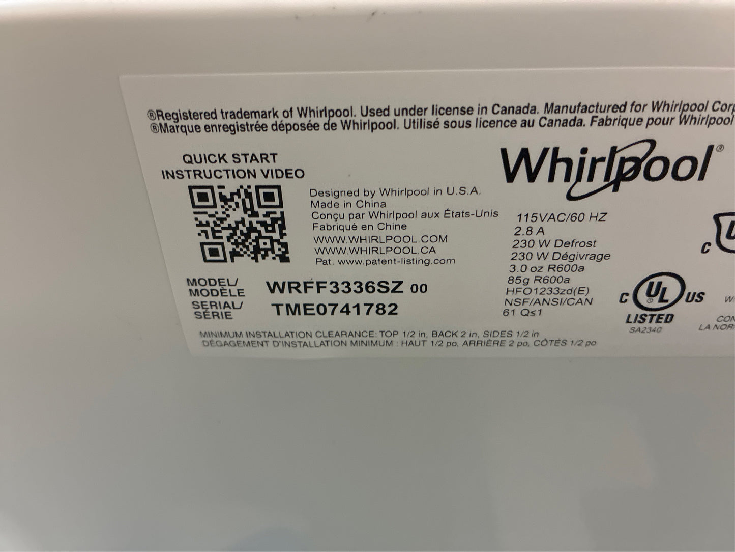 Whirlpool 36 in. 31 cu. ft. French Door Refrigerator