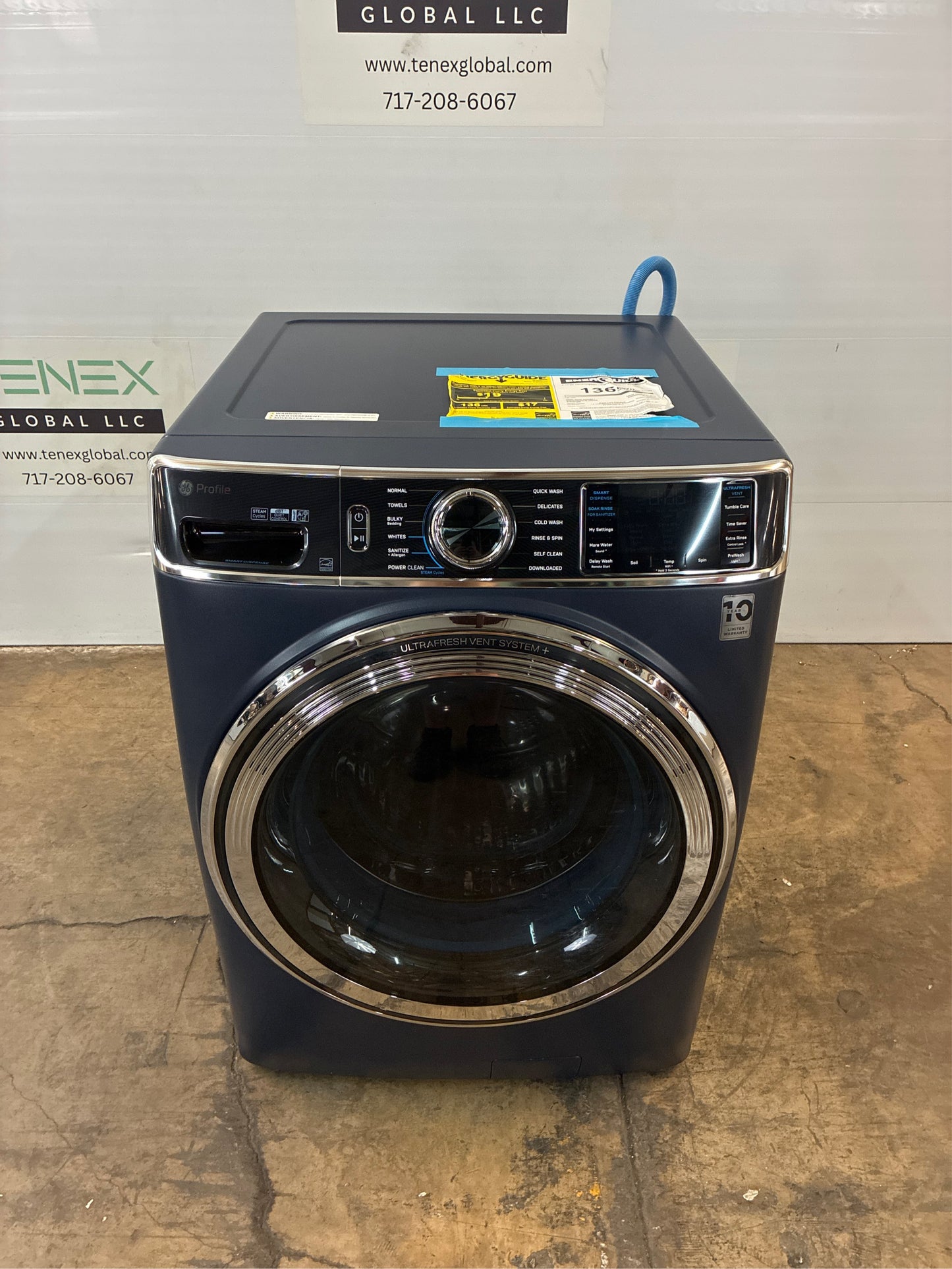GE 5.3 cu. ft. Smart Front Load Washer, Sapphire Blue