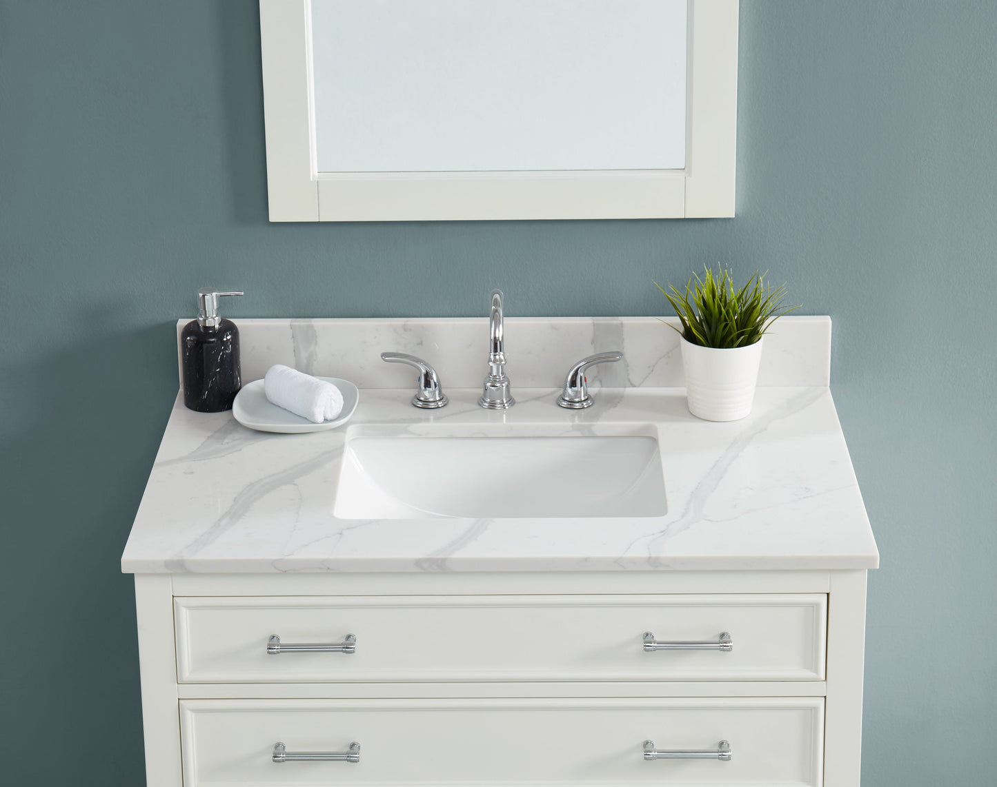allen + roth 37x22 White Quartz Vanity Top