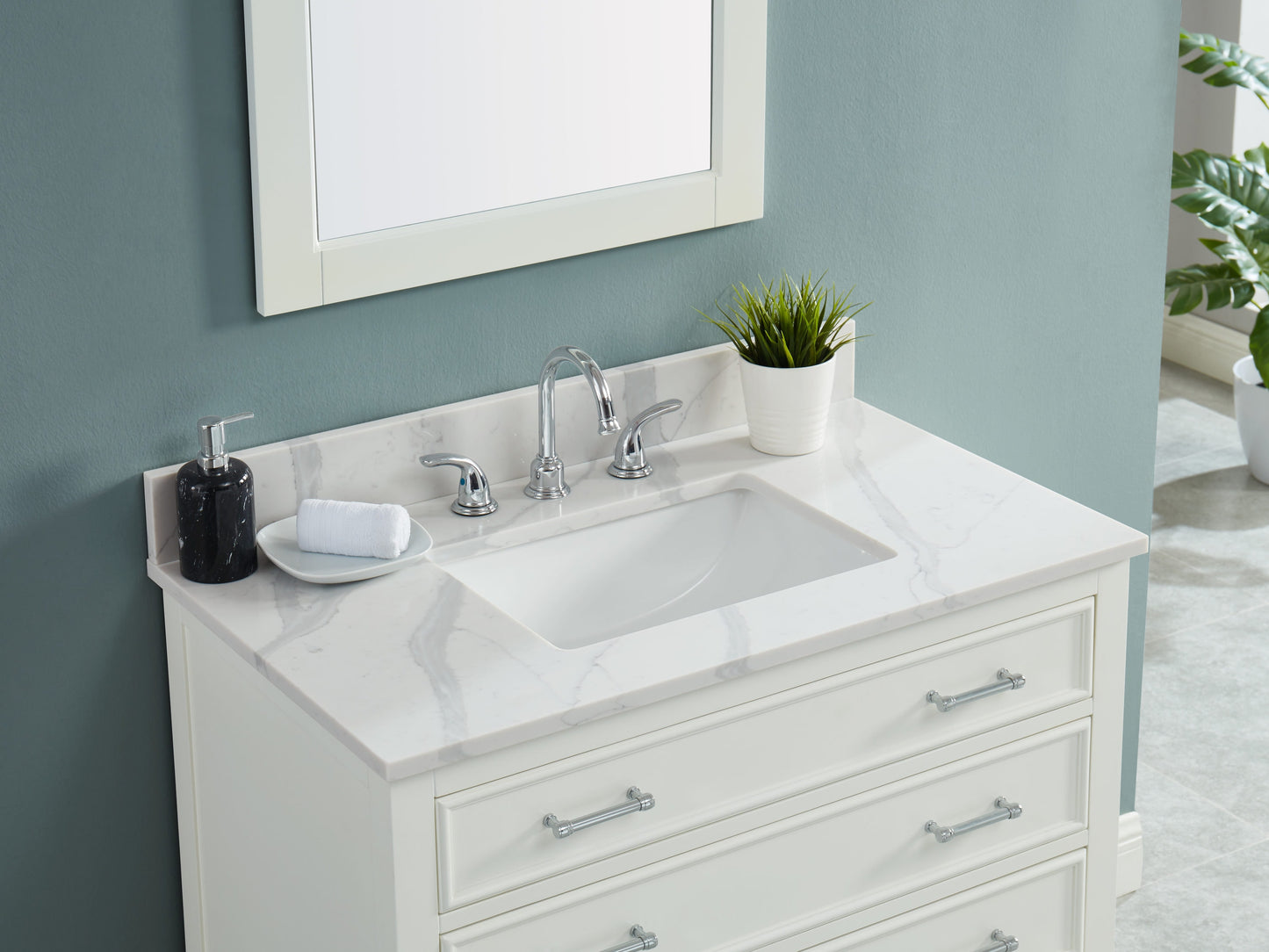 allen + roth 37x22 White Quartz Vanity Top