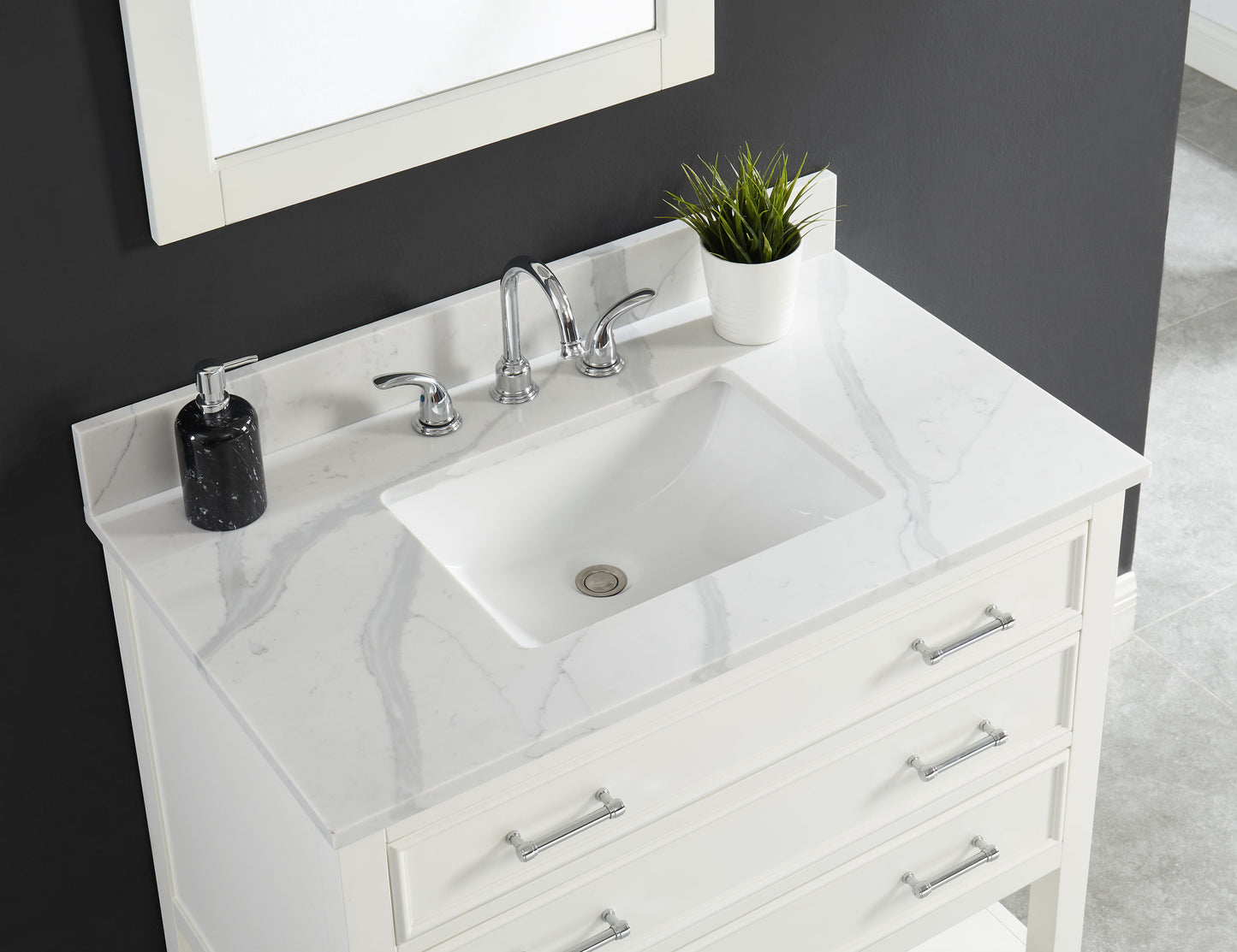 allen + roth 37x22 White Quartz Vanity Top