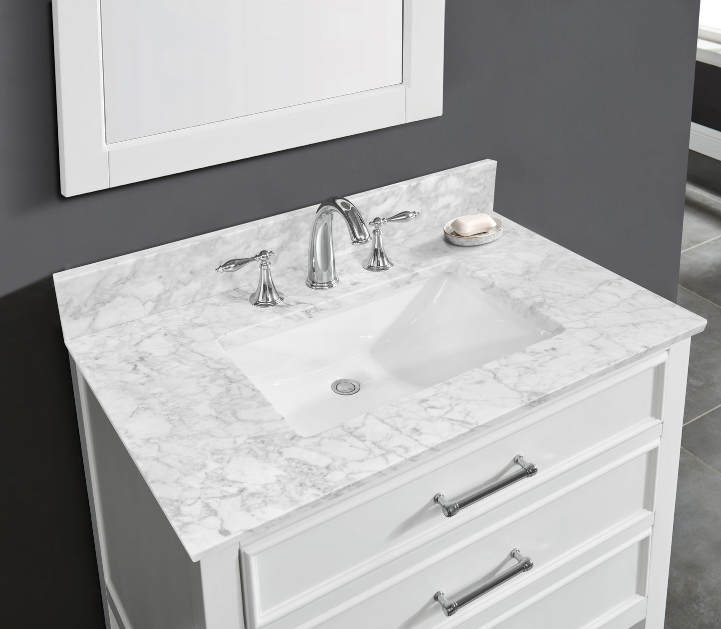 allen + roth 31x22 White Marble Vanity Top