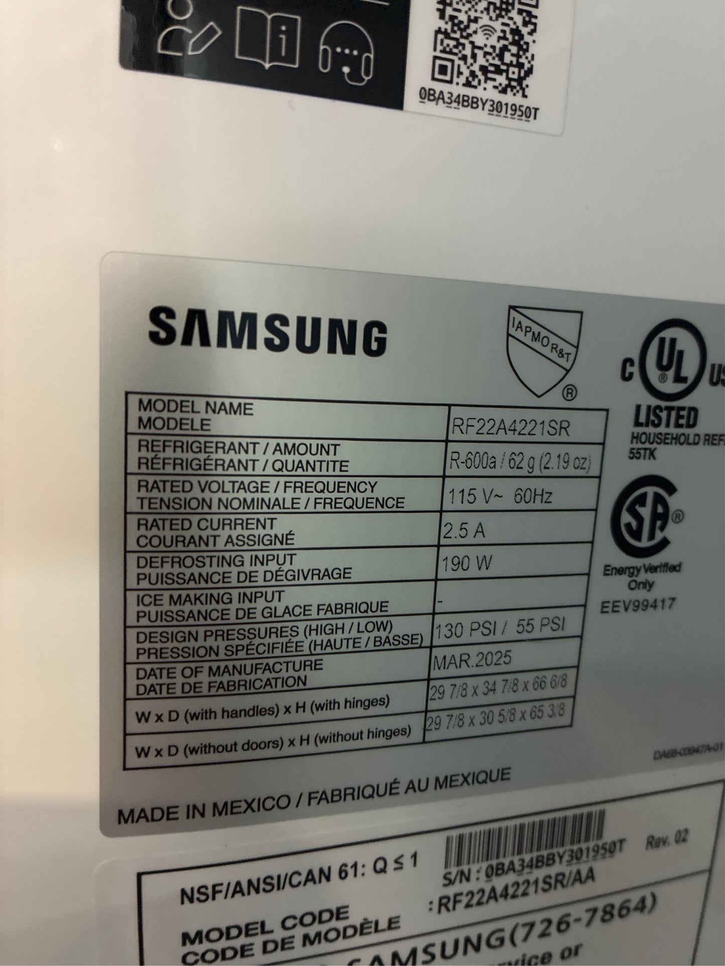 22 cu. ft. 3-Door French Door Refrigerator
