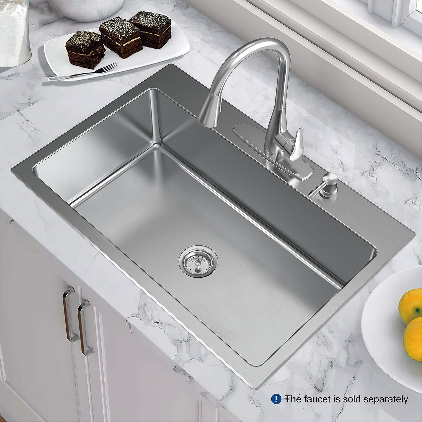 33x22 Stainless Steel 4-Hole Kitchen Sink