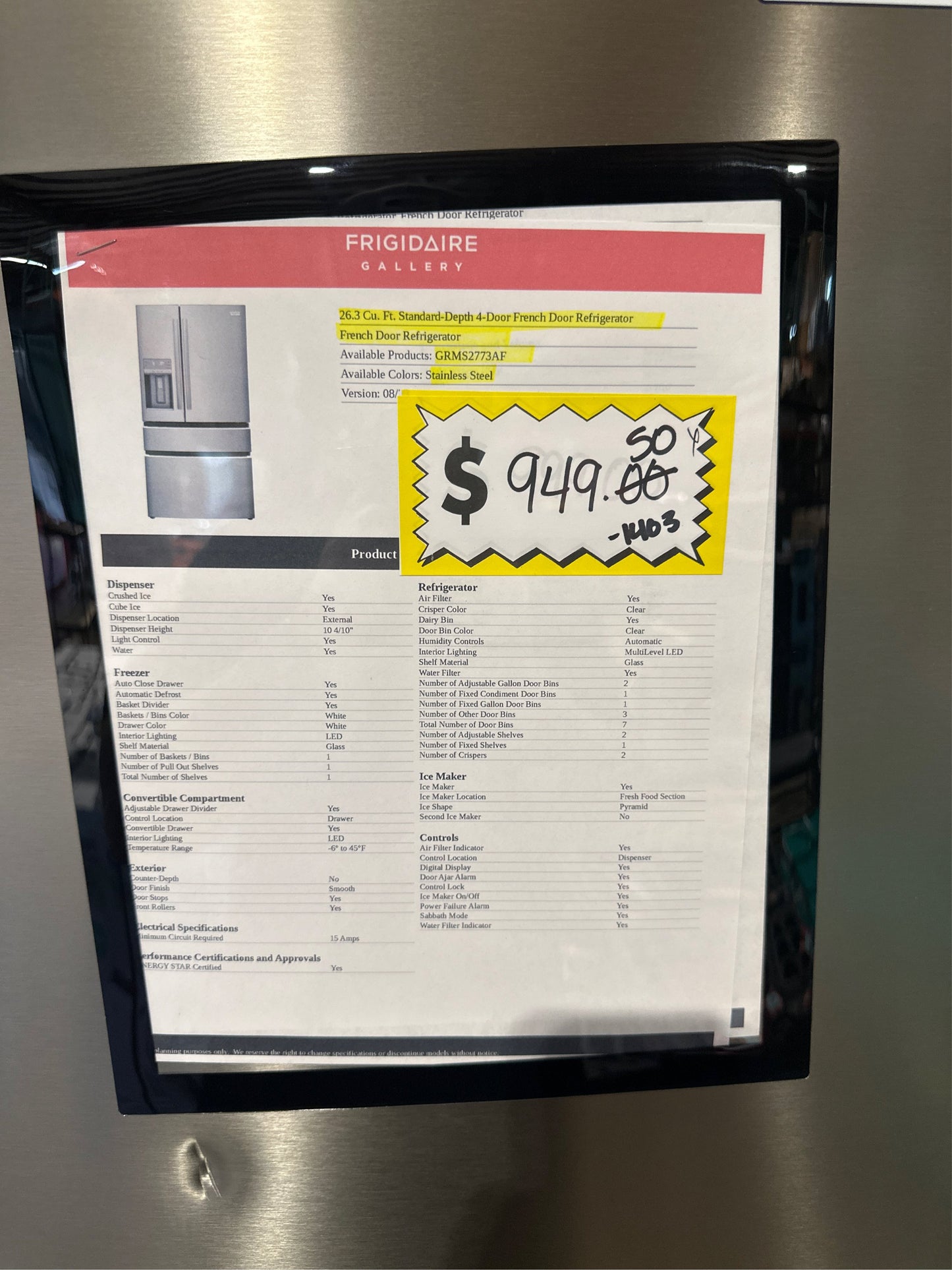 Gallery 36 in. 26.3 cu. ft. French Door Fridge