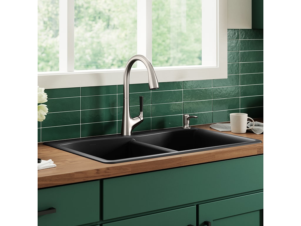 KOHLER Ealing 33x22 Matte Black Sink Kit