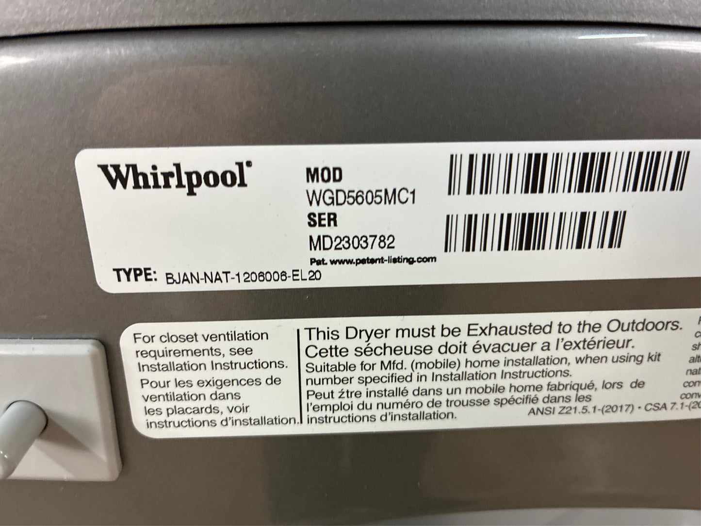 Whirlpool 7.4 cu. ft. Vented Gas Dryer in Chrome Shadow