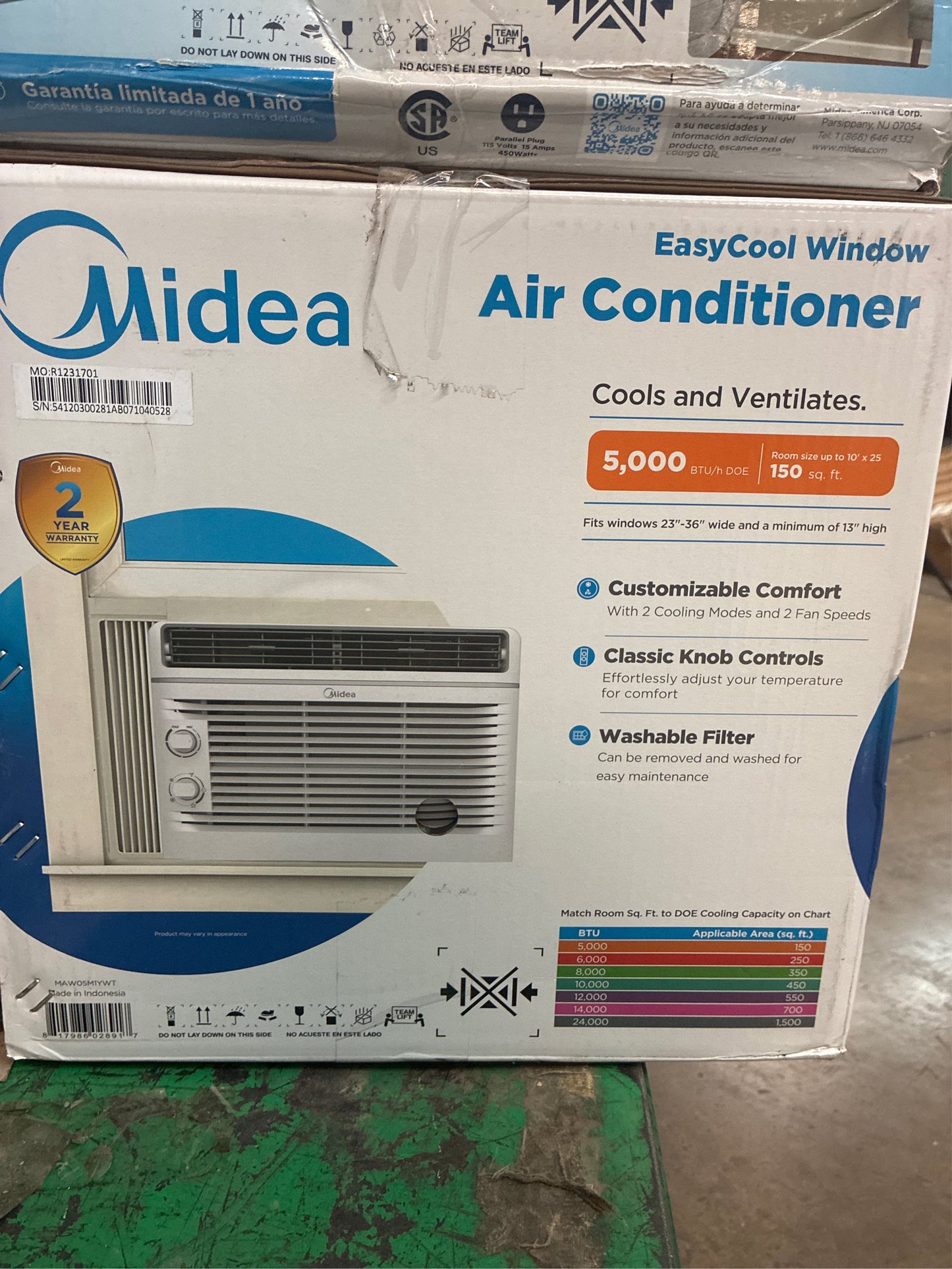 Midea 5,000 BTU Window AC, Mechanical, White