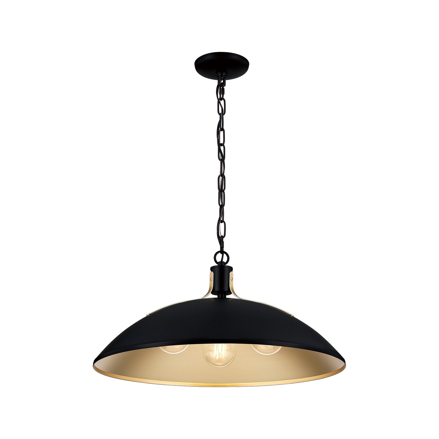 Quoizel Lassen 3-Light Black/Gold Pendant
