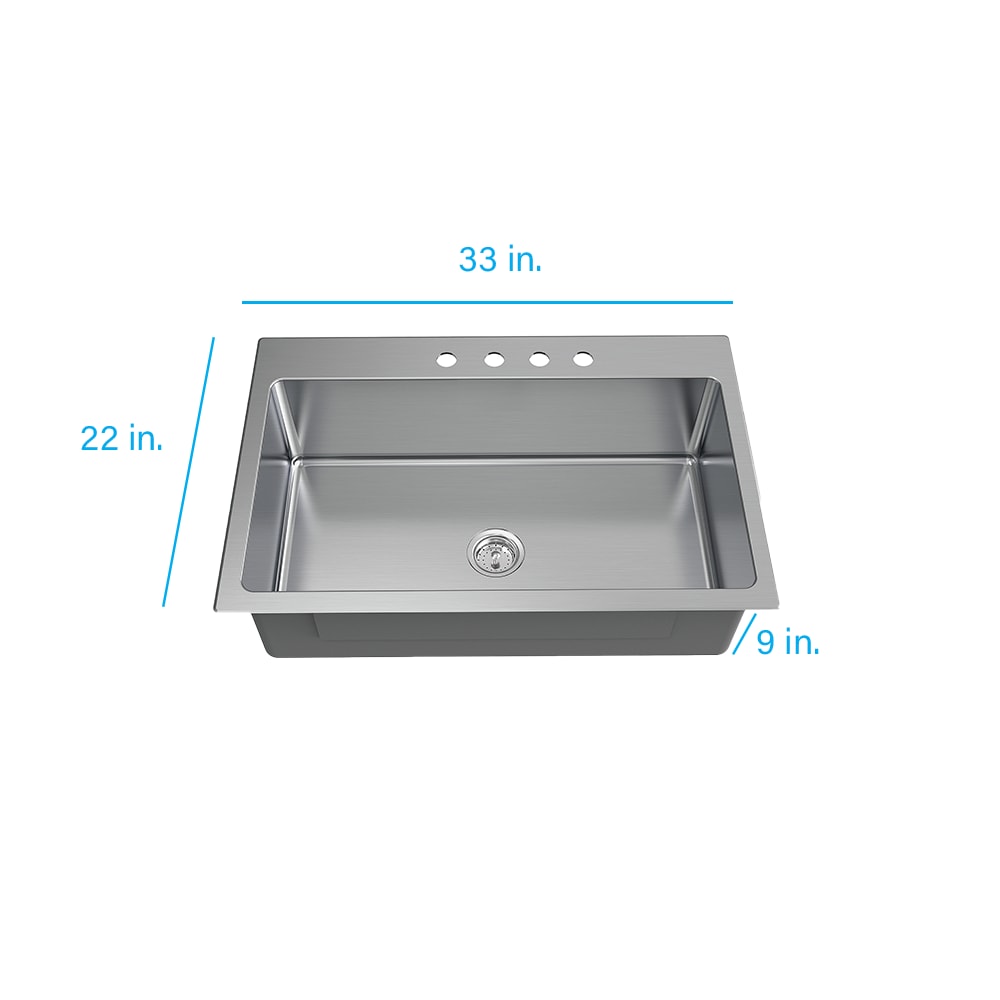 33x22 Stainless Steel 4-Hole Kitchen Sink