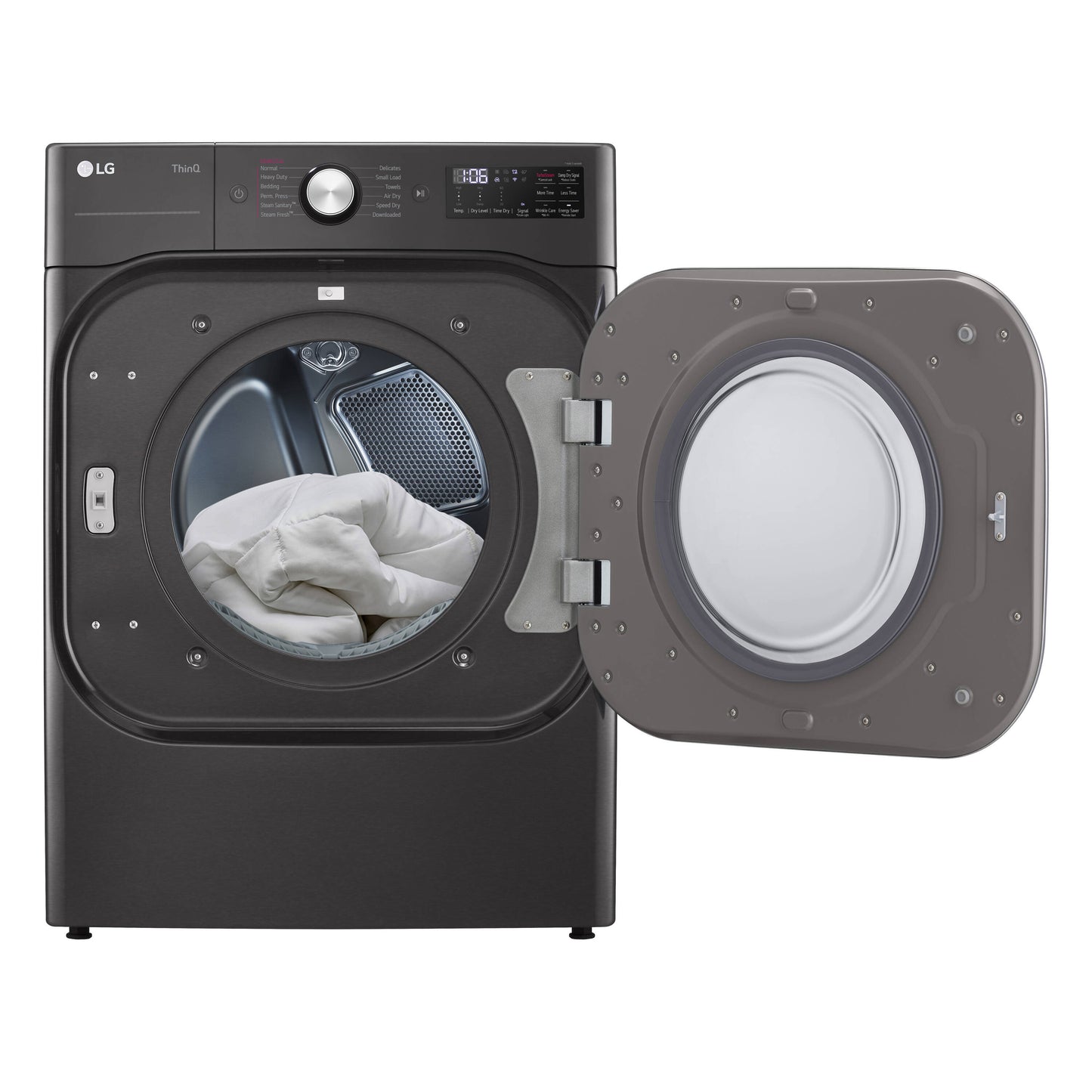 LG TurboSteam 9-cu ft Gas Dryer, Black Steel.