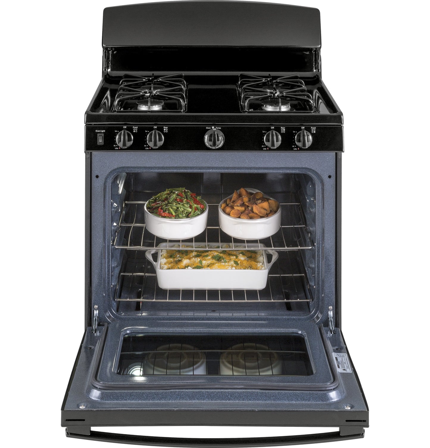 GE 30" 4-Burner 4.8-cu ft Gas Range Black