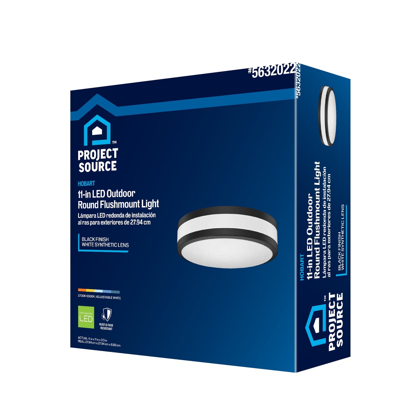 11-in Matte Black LED Flush Mount Light