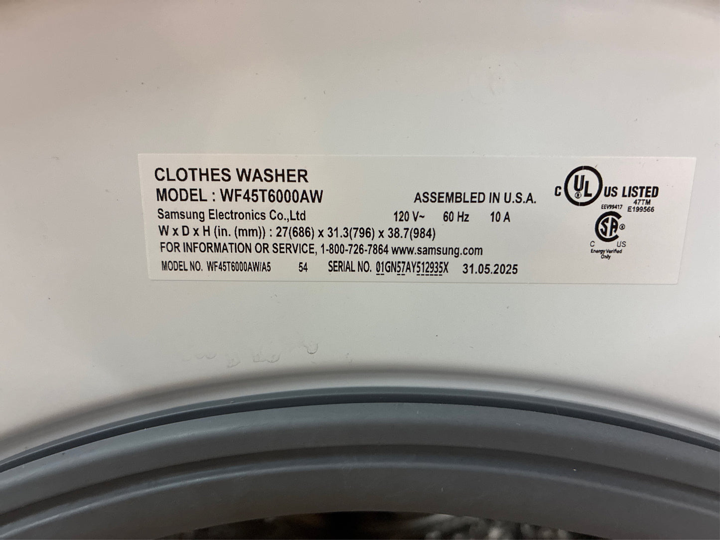 Samsung 4.5-cu ft Stackable Washer (White)
