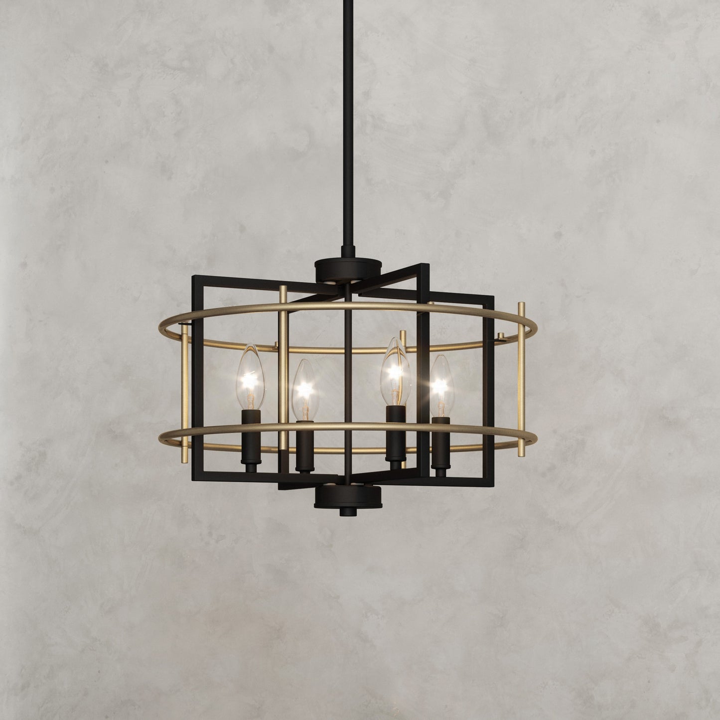 Quoizel Adler 4-Light Black/Gold Pendant