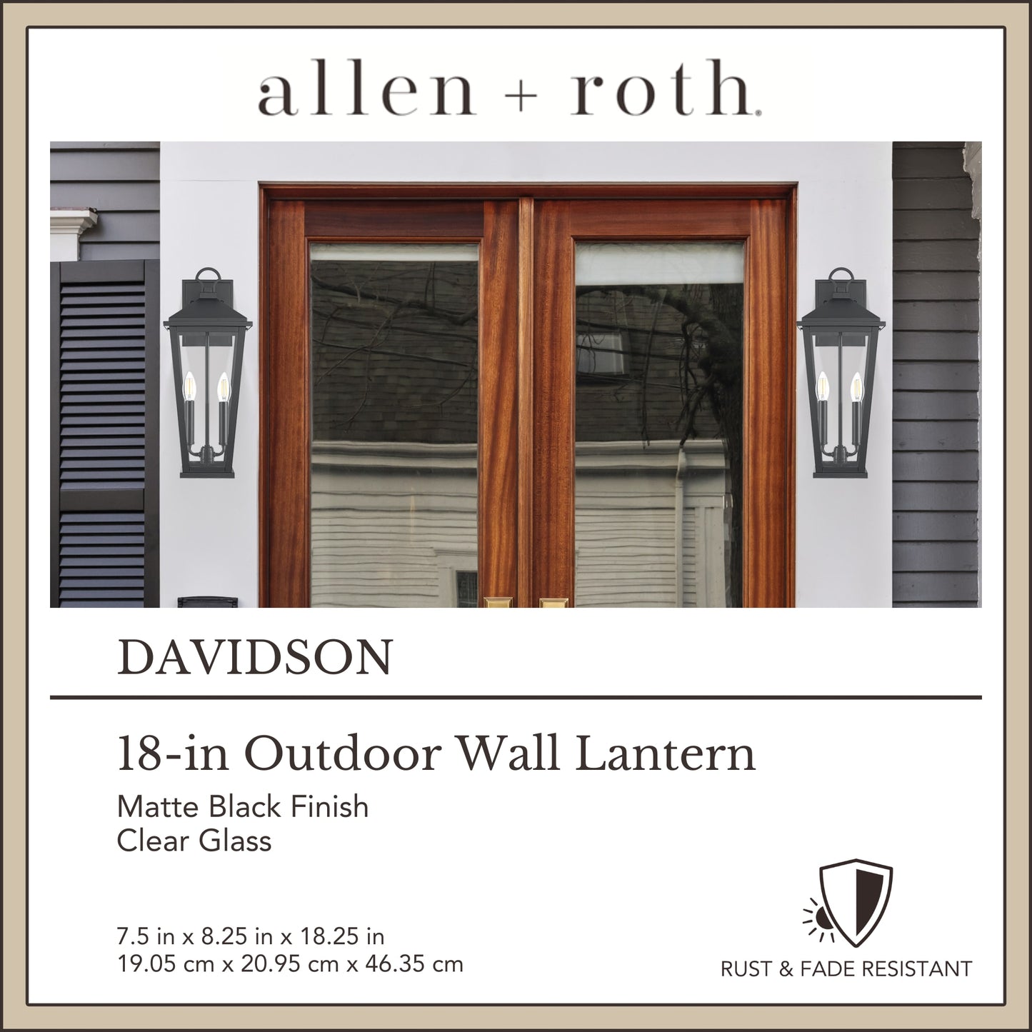 allen + roth Davidson 18-in Matte Black Light