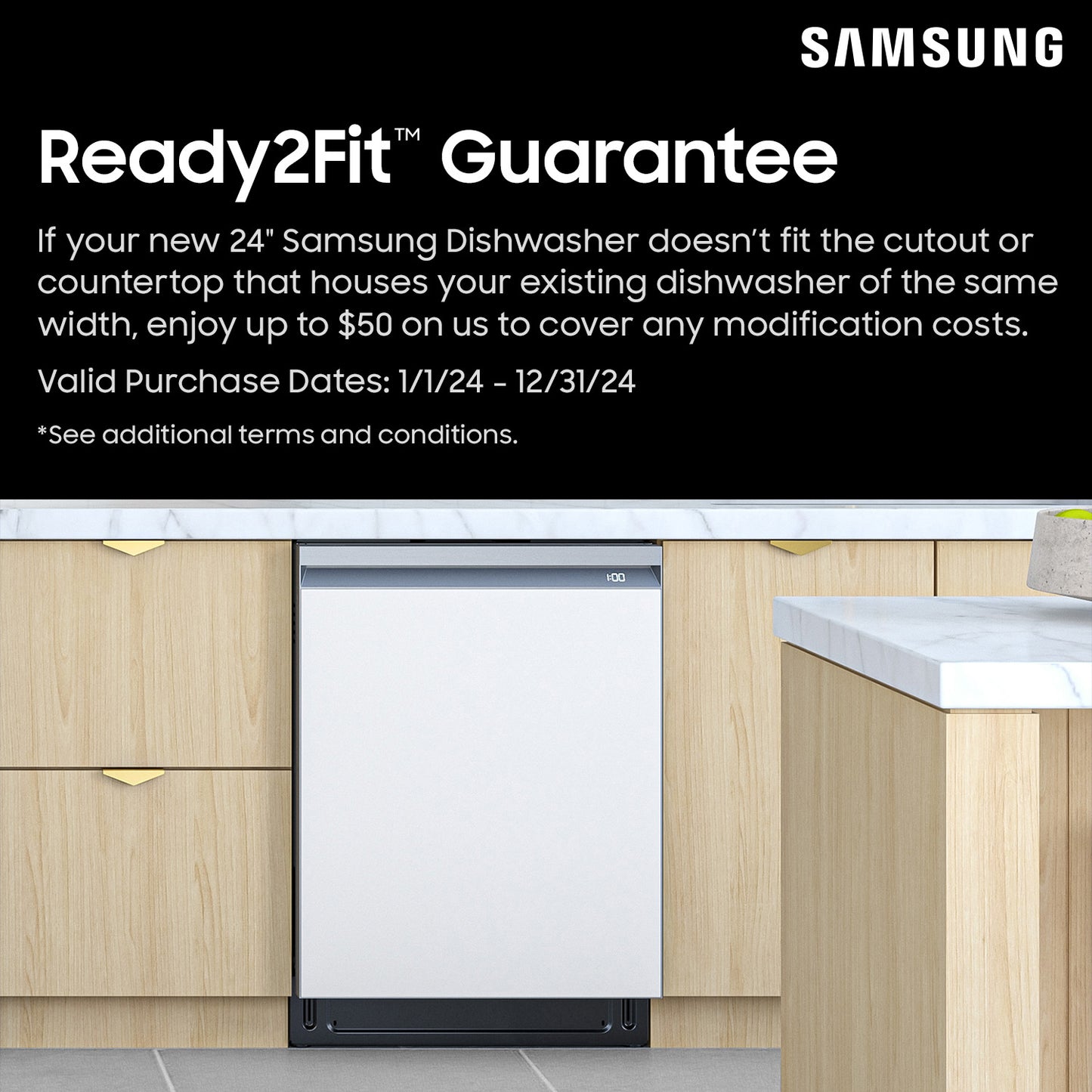 Samsung 24" Smart Dishwasher, 42-dBA Quiet