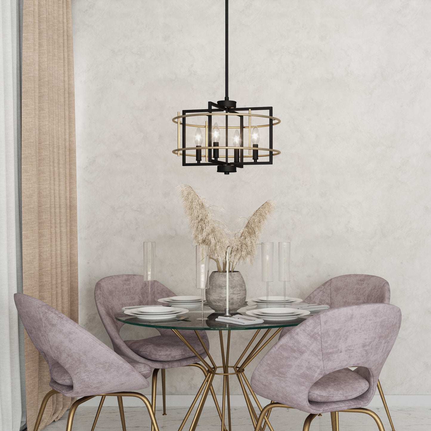 Quoizel Adler 4-Light Black/Gold Pendant