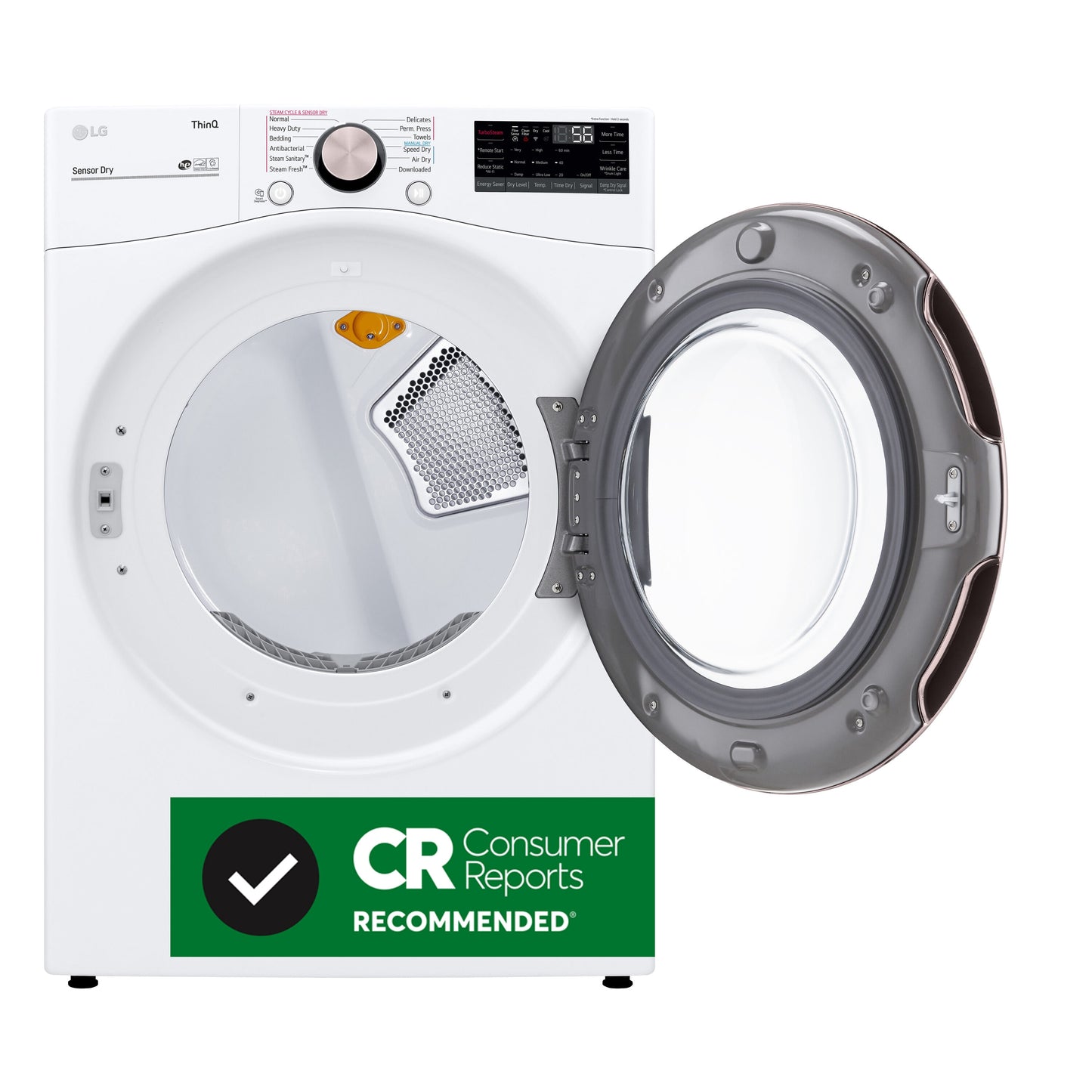 LG 7.4-cu ft Steam Dryer (White)