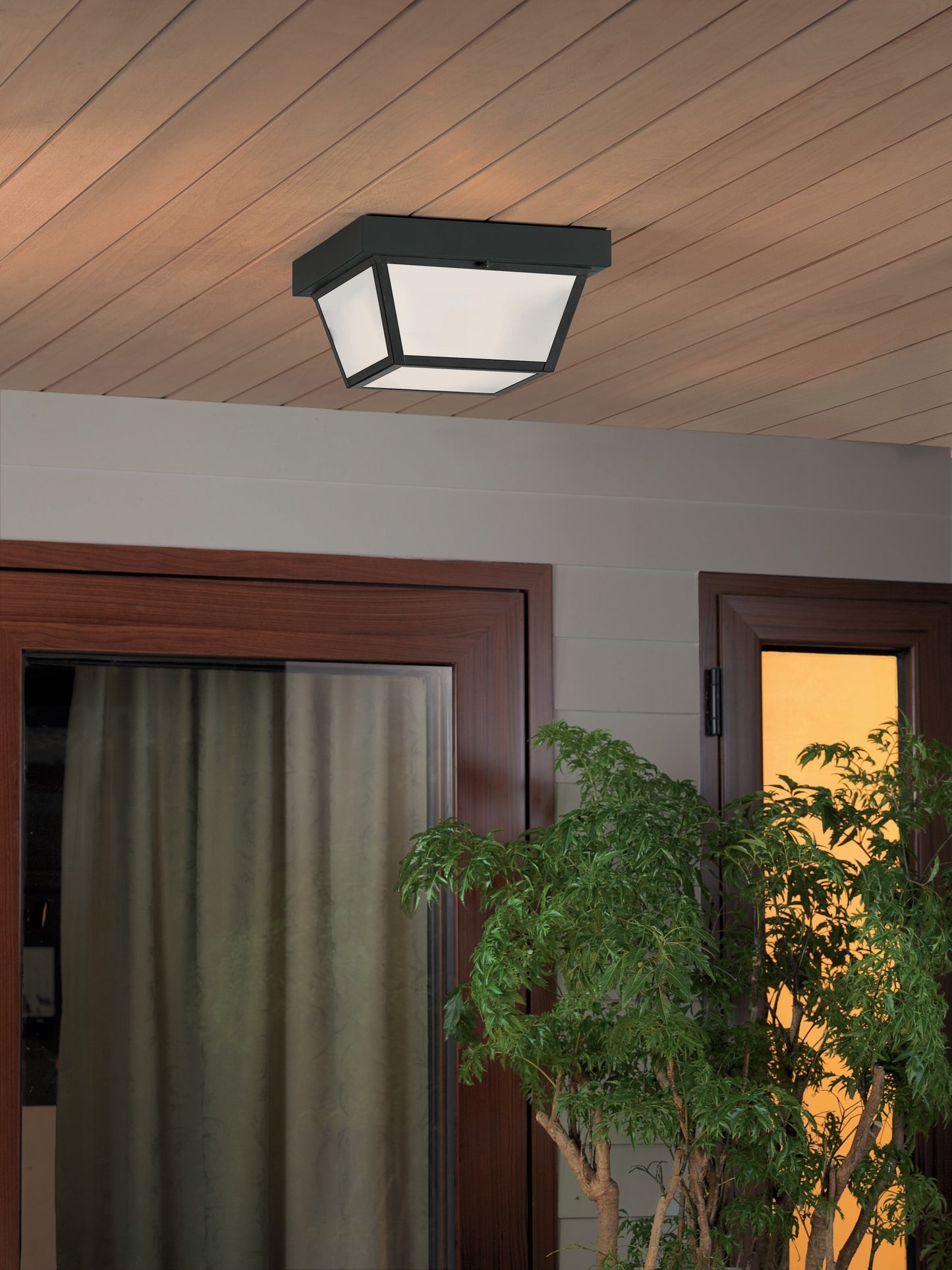 2-Light 10.37-in Matte Black Flush Light