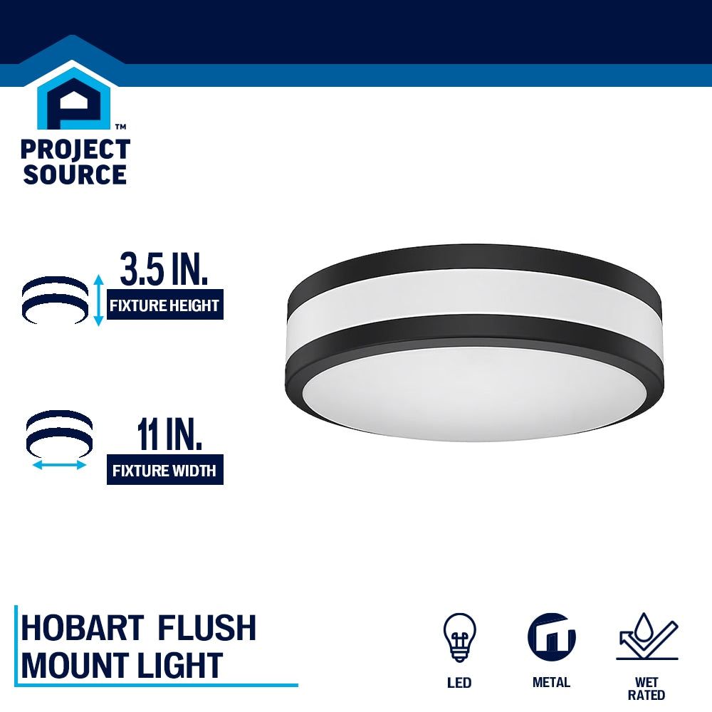 11-in Matte Black LED Flush Mount Light