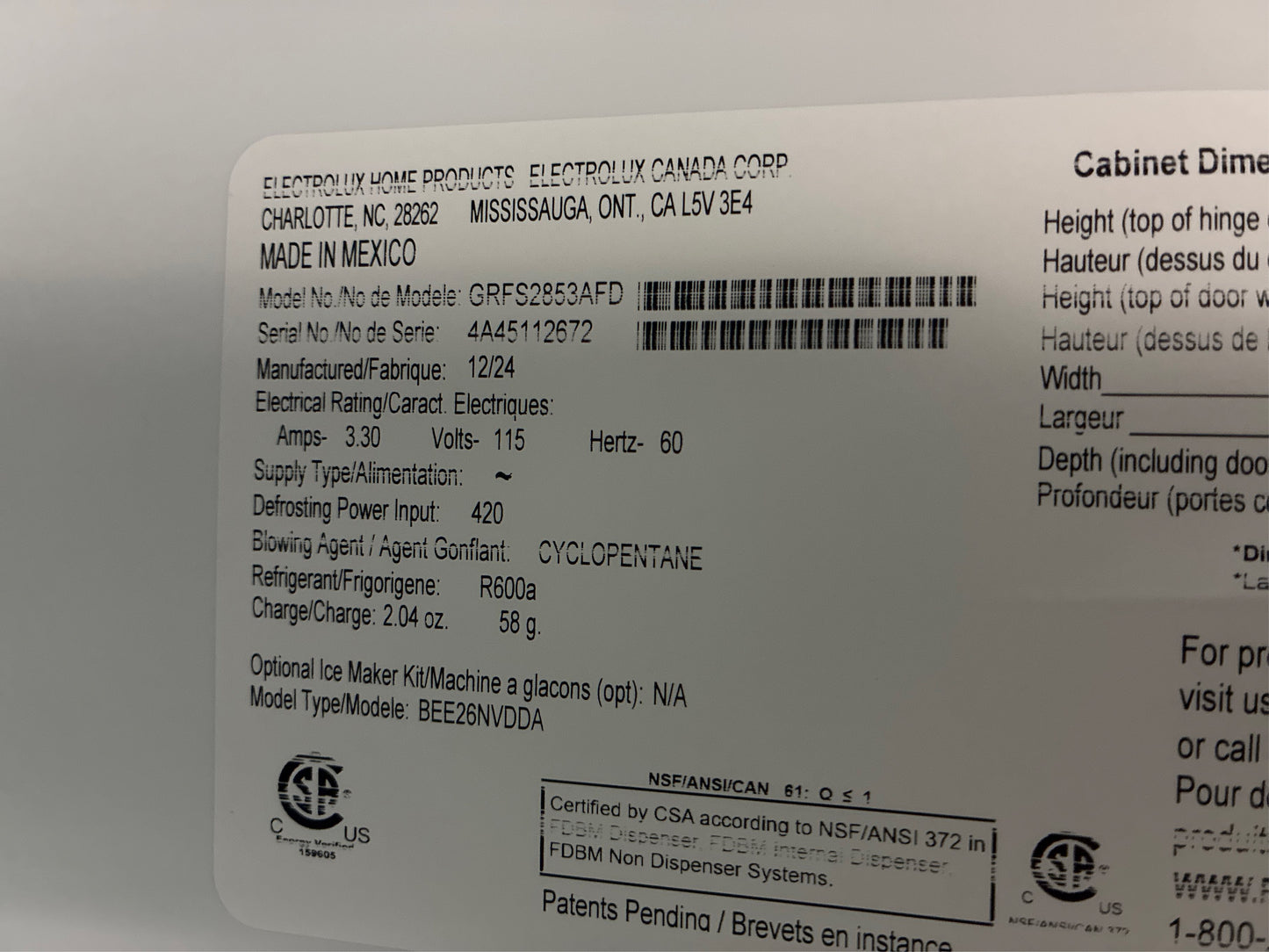 27.8 cu. ft. French Door Refrigerator in SS