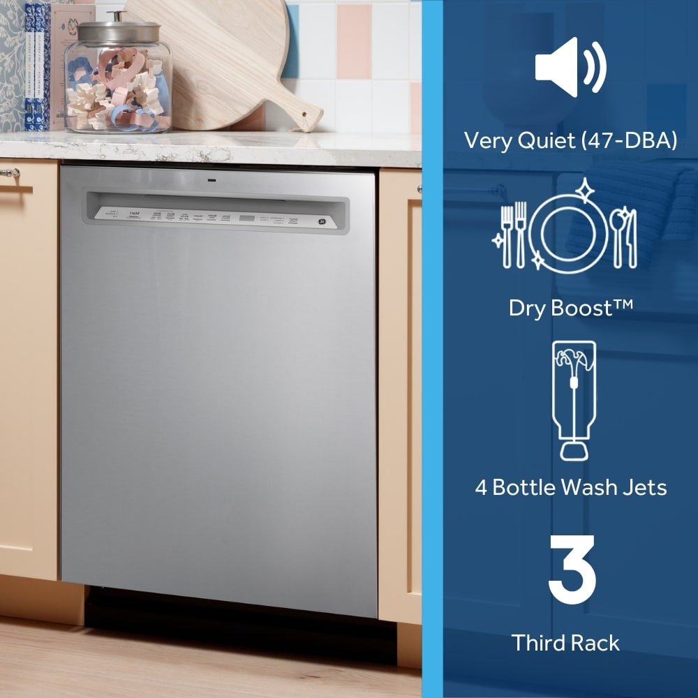 GE 24-in Dishwasher, 47dB, Stainless Steel