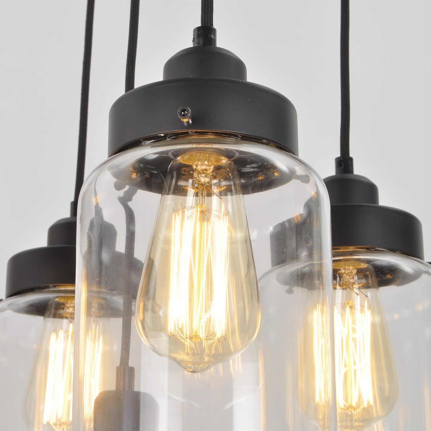 UNITARY Black Metal & Glass Jar Pendant Light