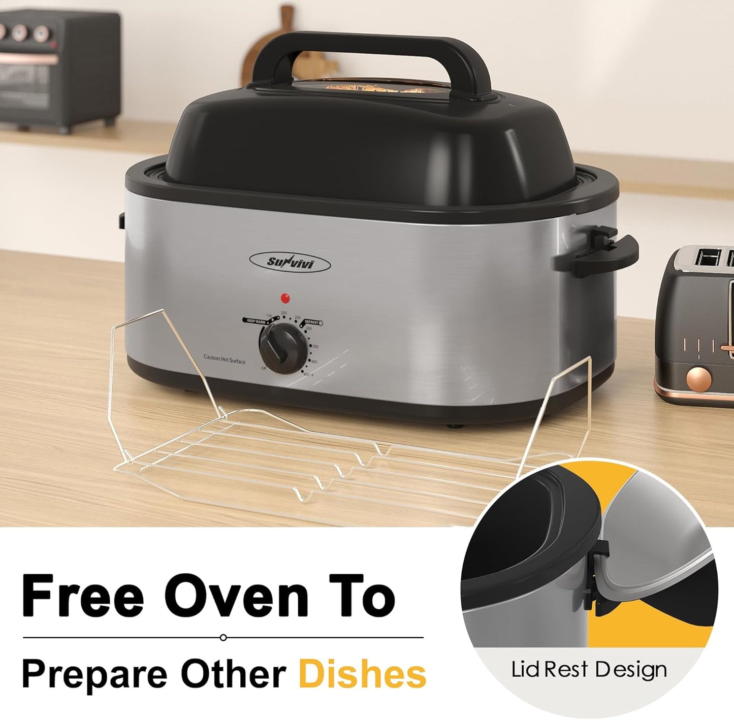 Sunvivi 28lb 24-Quart Electric Roaster Oven