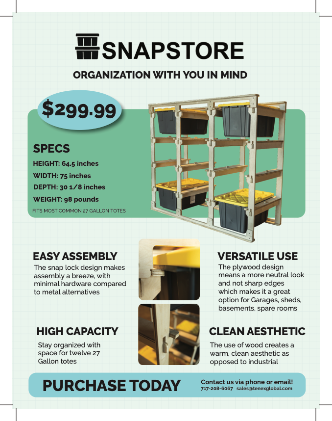 SnapStore Tote & Multi-Bin Organizer – Durable Storage Rack for Home, Garage & Supplies