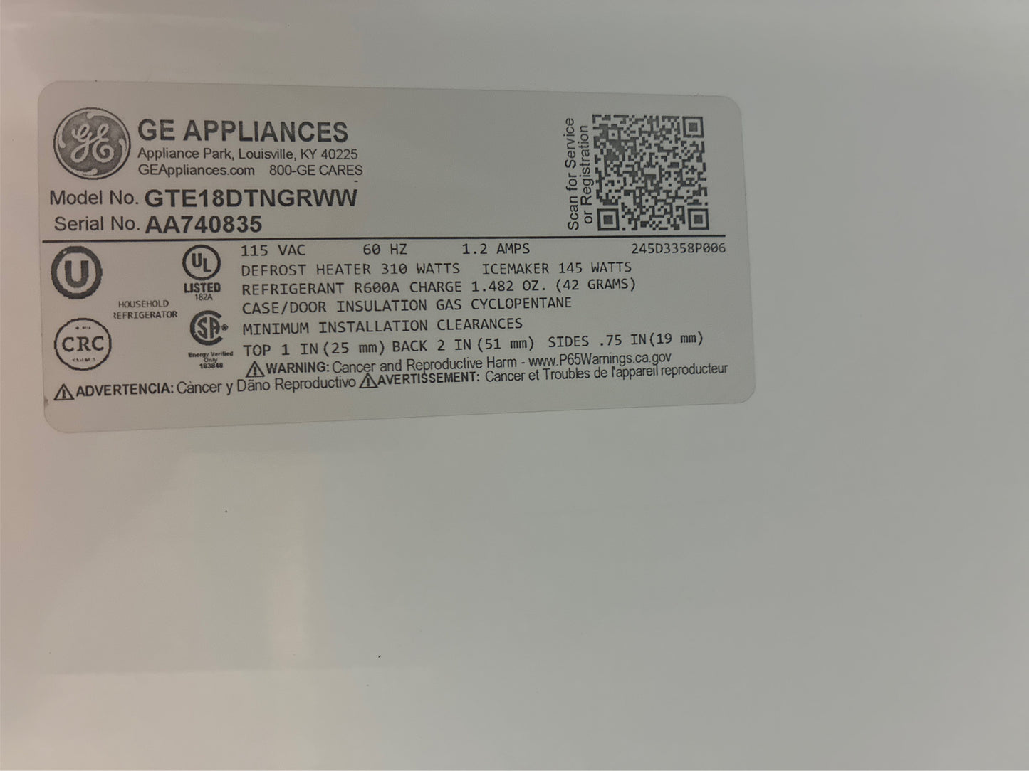 GE 17.5-cu ft Top-Freezer Refrigerator (White)