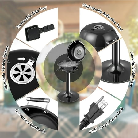 Costway 1600W Electric BBQ Grill, Black