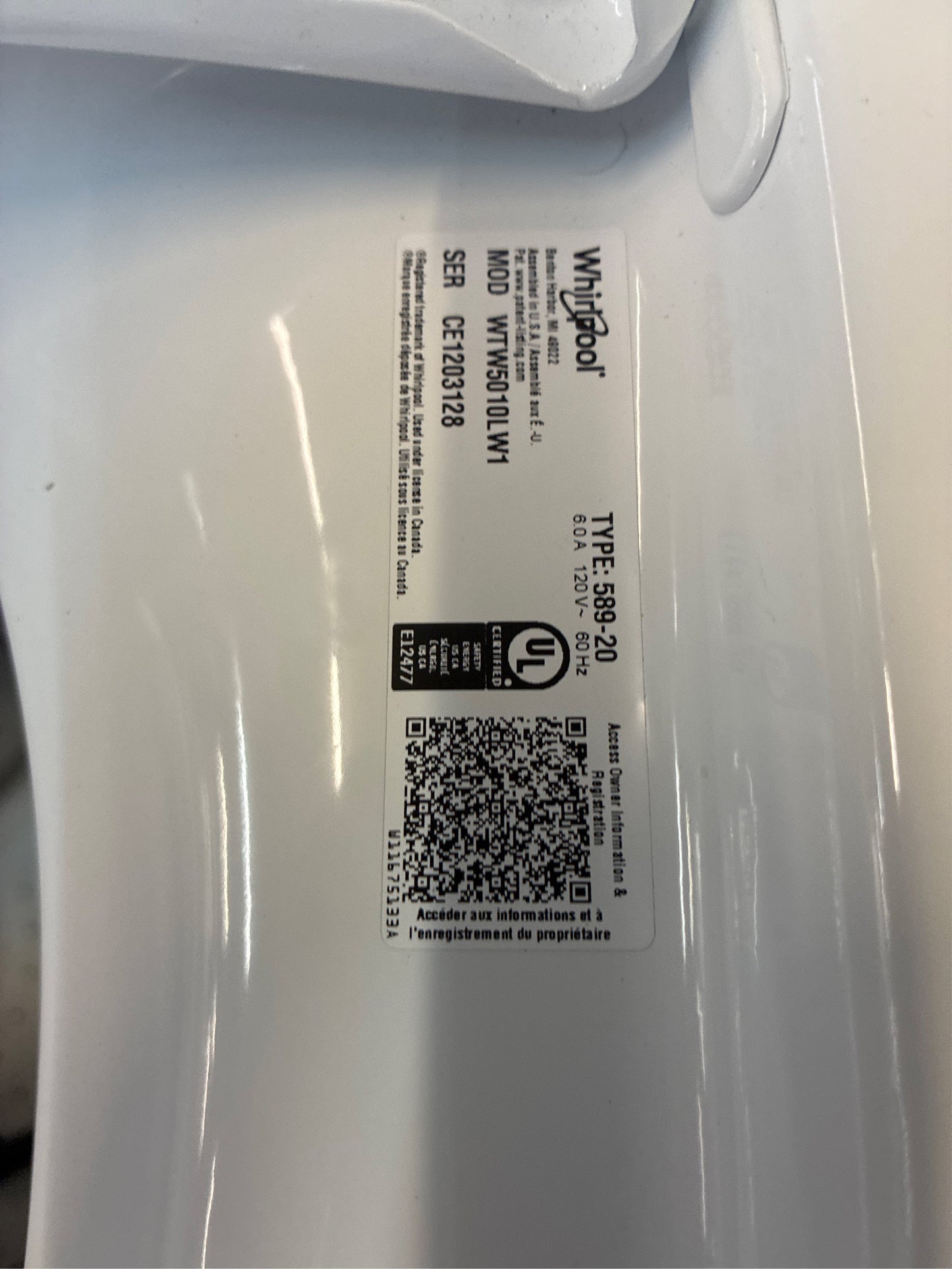 Whirlpool 4.6 cu ft Top Load Washer