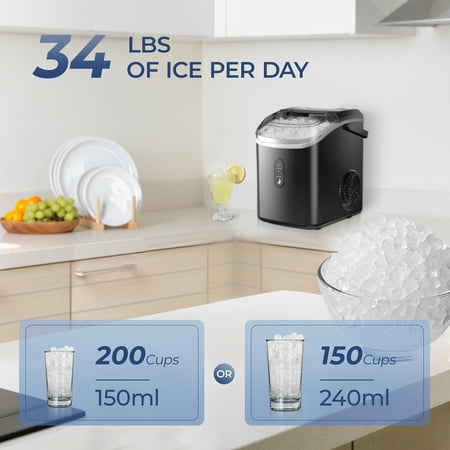 SIMZLIFE Nugget Ice Maker, Portable, 34lbs