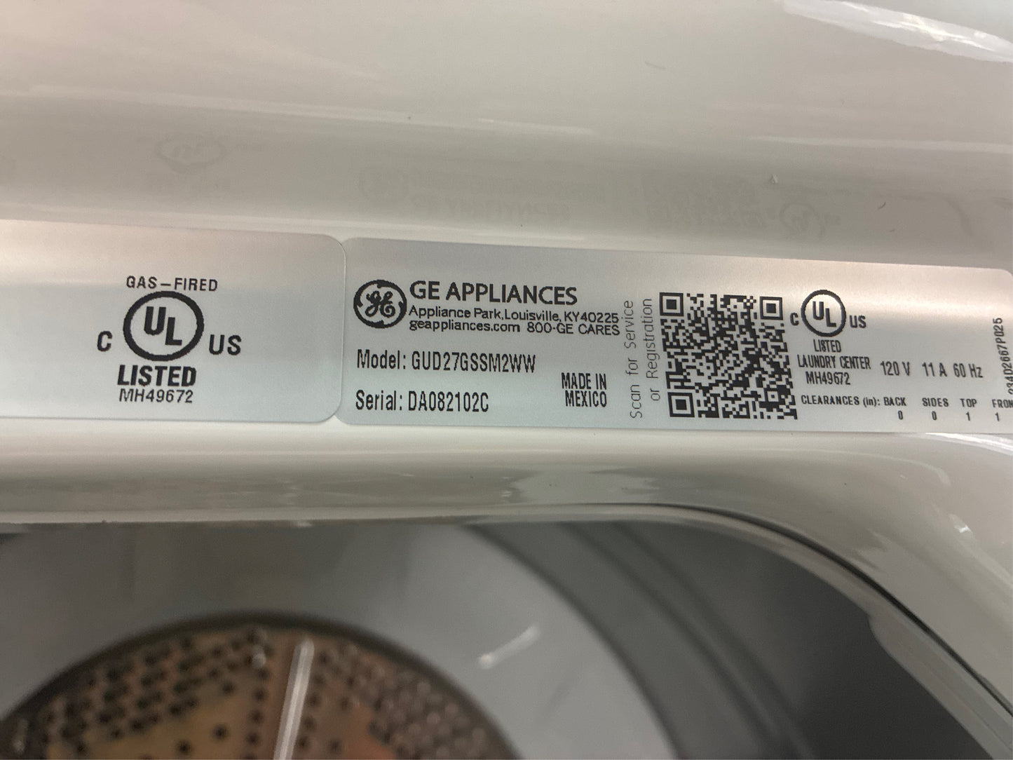 3.8 cu ft Washer 5.9 cu ft Gas Dryer Combo
