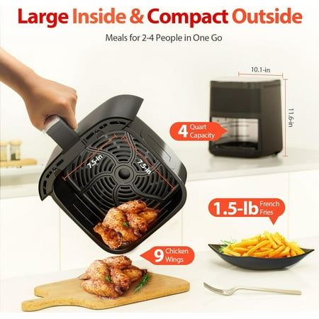 Beelicious 8-in-1 Smart Compact 4QT Air Fryer
