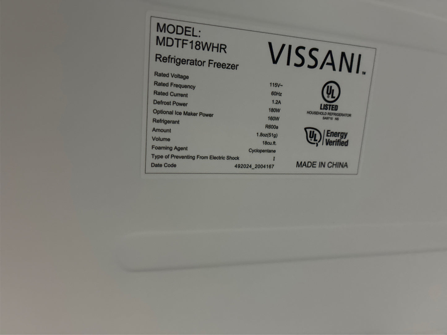 18 cu. ft. Top Freezer Refrigerator White