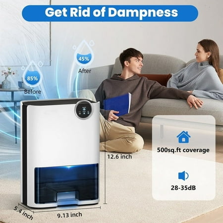 SZRSTH Dehumidifier, 70oz, 500 sq. ft, White