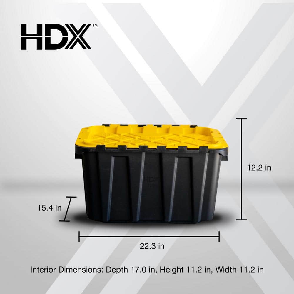 12 Gal. Tough Storage Tote, Black/Yellow Lid
