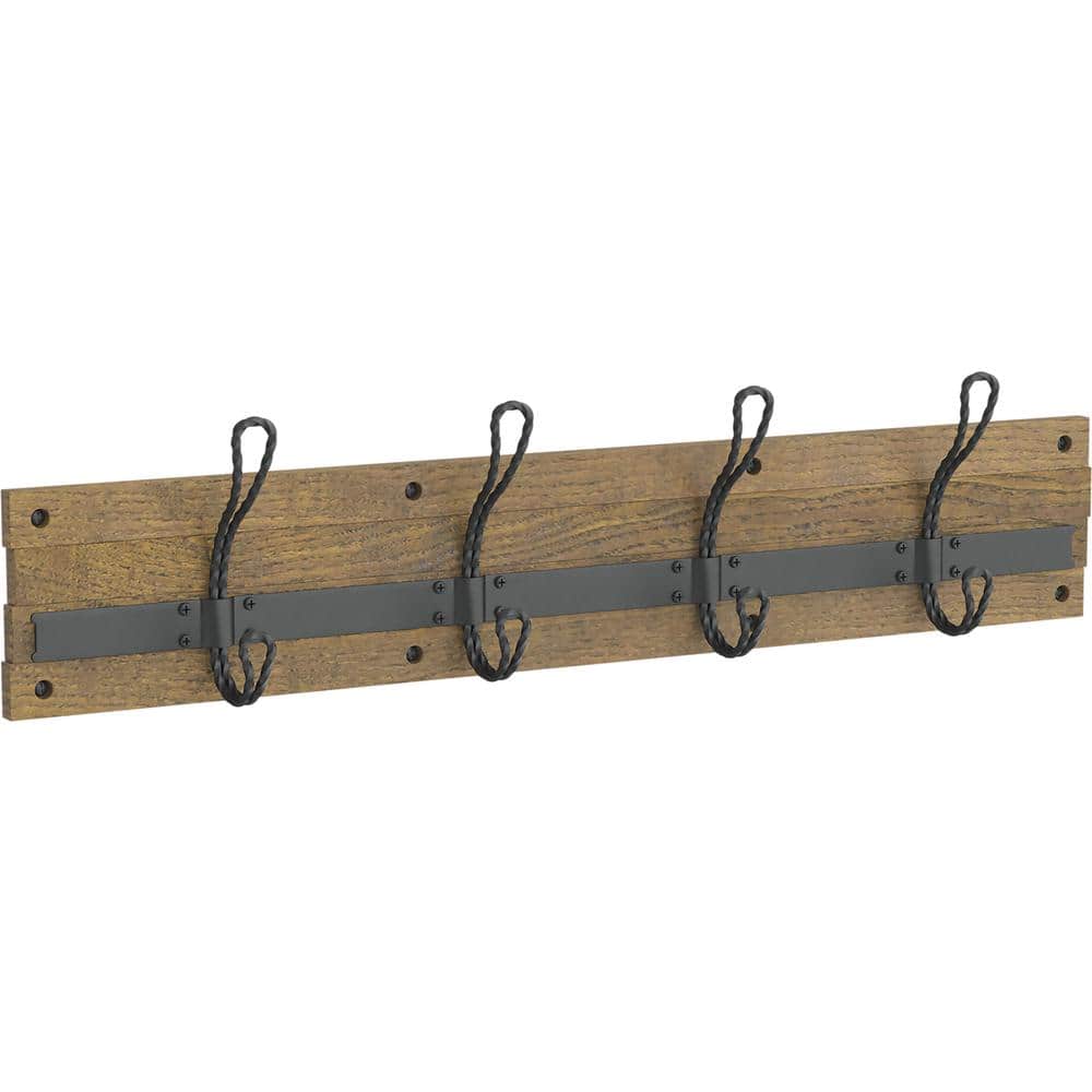 Rustic 27 in. L Brown and Black Hook Rail
